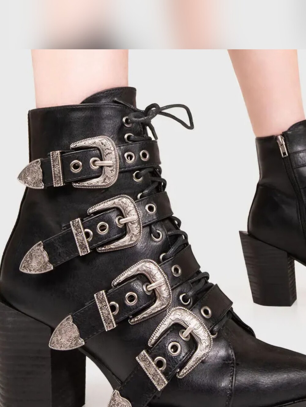 Lamoda Black Dont Even Western Ankle Boots. Size 9. Like New!